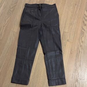 Ann Taylor Woman’s 00P Petite Gray Brown Faux Leather Curvy fit Cropped Pants